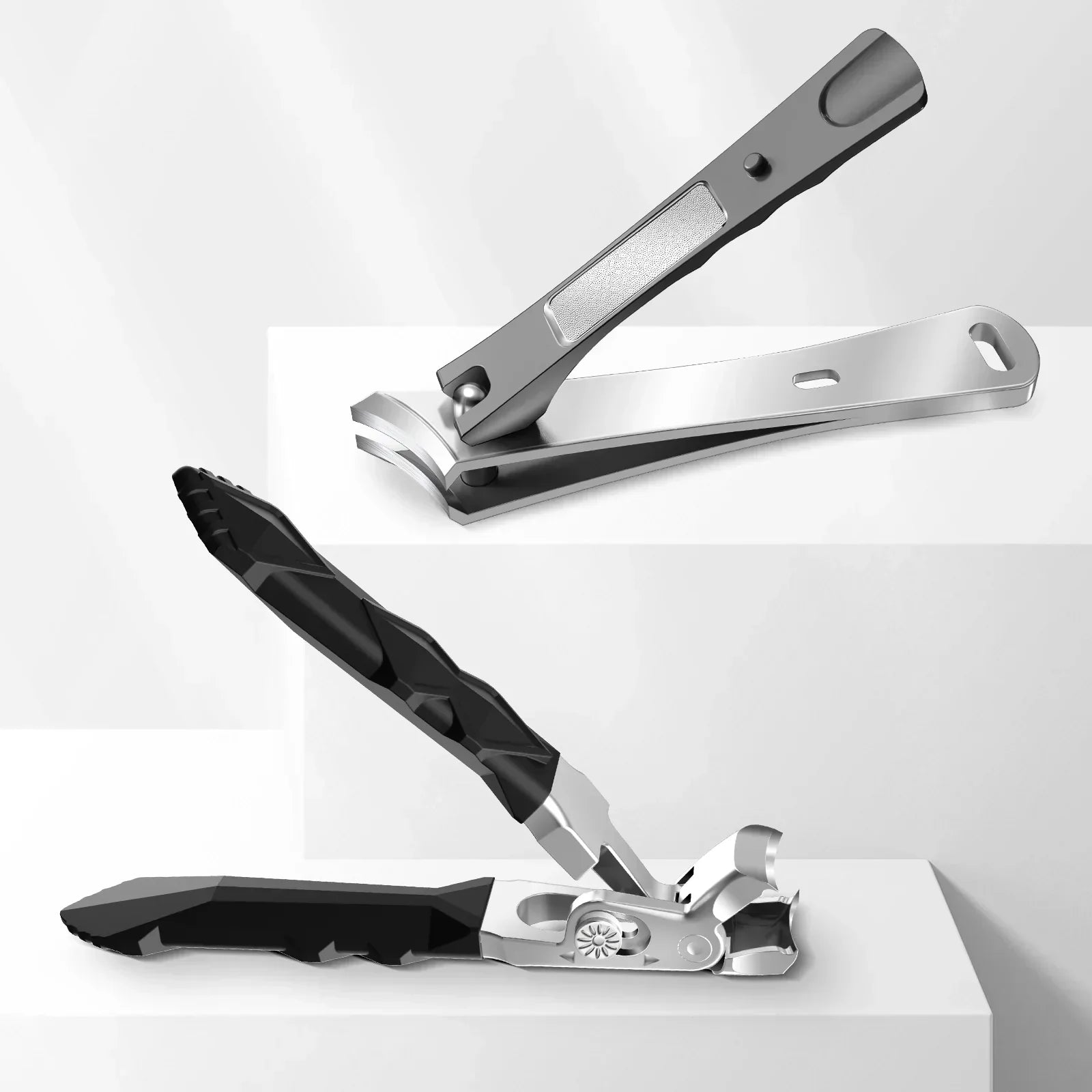 Stainless steel toenail clippers for thick nails with ergonomic black handles